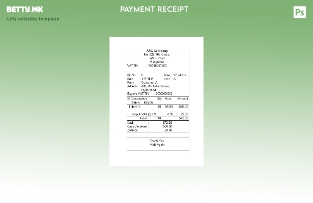 Модерен стил Шаблон за сметки за готовина Abc Company